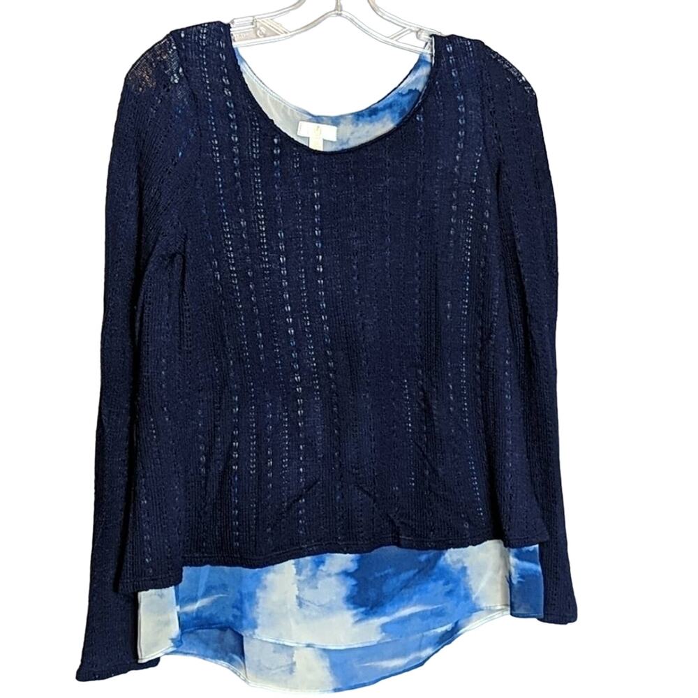 Charming Charlie Navy Sweater with Underlay, S